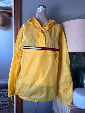 Y2K Tommy Jeans Pullover Windbreaker with Red-White-Blue Trim